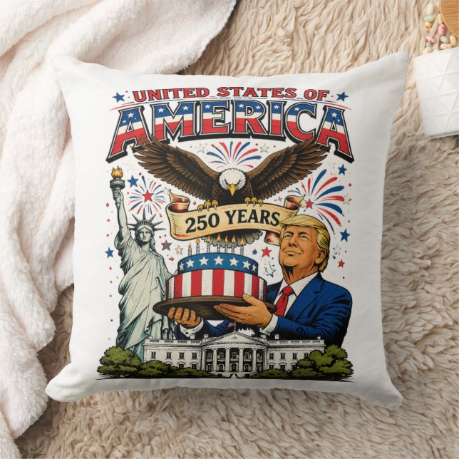 Amerikas 250-års patriotiska örnfirande kudde (Filt)