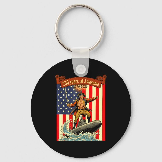 Amerikas 250-års roliga George Washington ridande Nyckelring (Framsida)