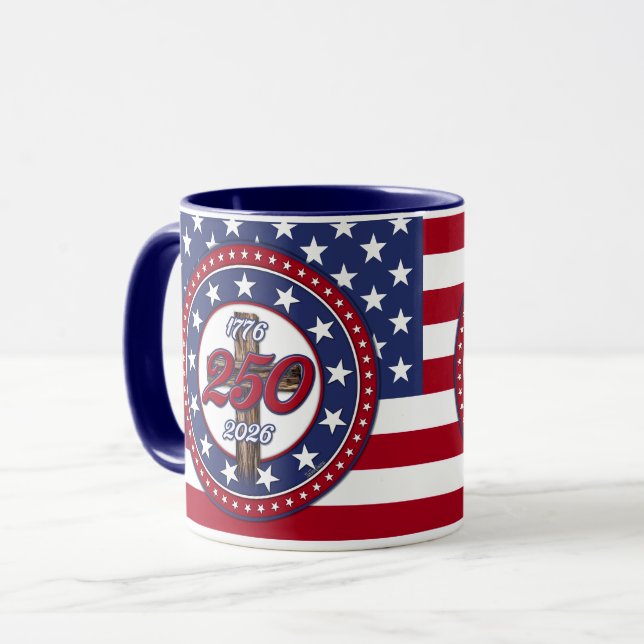 Amerikas 250-årsdag 1776-2026 Rugged Cross Fl Mugg (Framsida vänster)