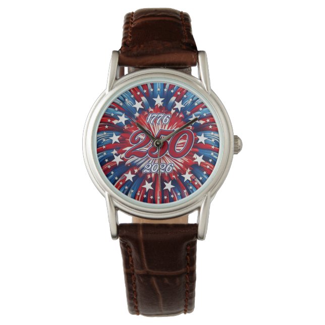 Amerikas 250-årsdag 1776-2026 RWB Fyrverkerier Armbandsur (Framsida)