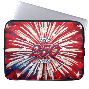 Amerikas 250-årsdag 1776-2026 RWB Fyrverkerier Laptop Fodral
