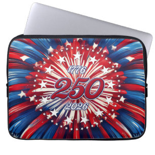 Amerikas 250-årsdag 1776-2026 RWB fyrverkerier Laptop Fodral