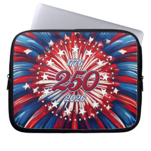 Amerikas 250-årsdag 1776-2026 RWB fyrverkerier Laptop Fodral