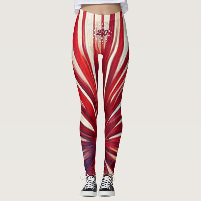 Amerikas 250-årsdag 1776-2026 RWB Fyrverkerier Leggings (Framsida)