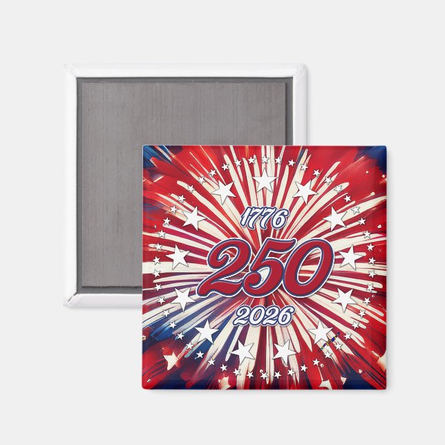 Amerikas 250-årsdag 1776-2026 RWB Fyrverkerier Magnet (Front/Back)
