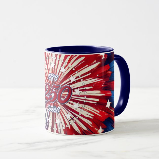 Amerikas 250-årsdag 1776-2026 RWB Fyrverkerier Mugg (Framsida höger)