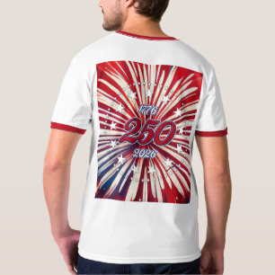 Amerikas 250-årsdag 1776-2026 RWB fyrverkerier T Shirt
