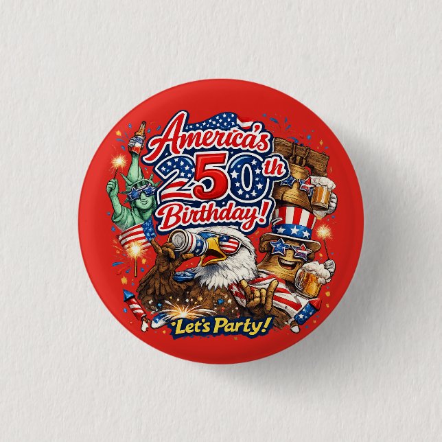 Amerikas 250-årsdag 4:e juli-firande knapp (Framsida)
