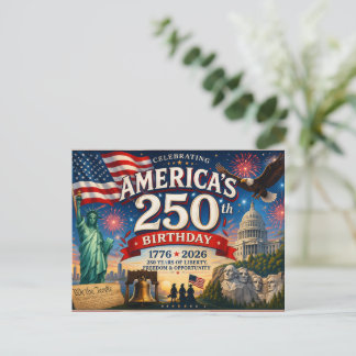 Amerikas 250-årsdag 4 juli vykort