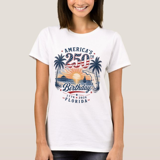 Amerikas 250-årsdag Florida tema T Shirt (Framsida)