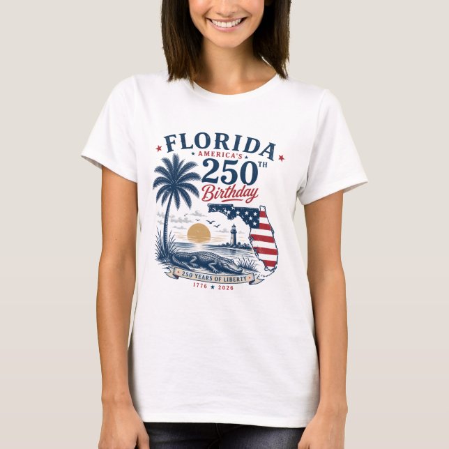 Amerikas 250-årsdag Florida Tematisk Tropisk T Shirt (Framsida)