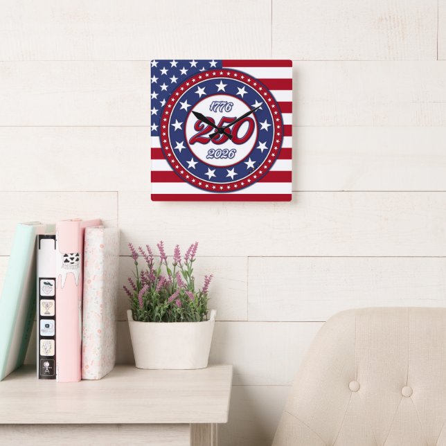 Amerikas 250-årsdag fyrkantig klocka (Läsesal)