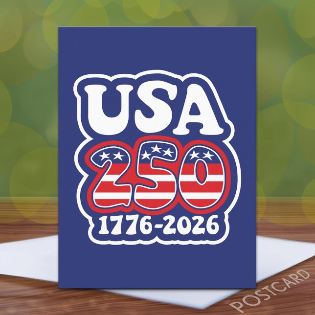 Amerikas 250-årsdag - Groovy USA 250 Vykort (America Postcard - 250 Celebration)