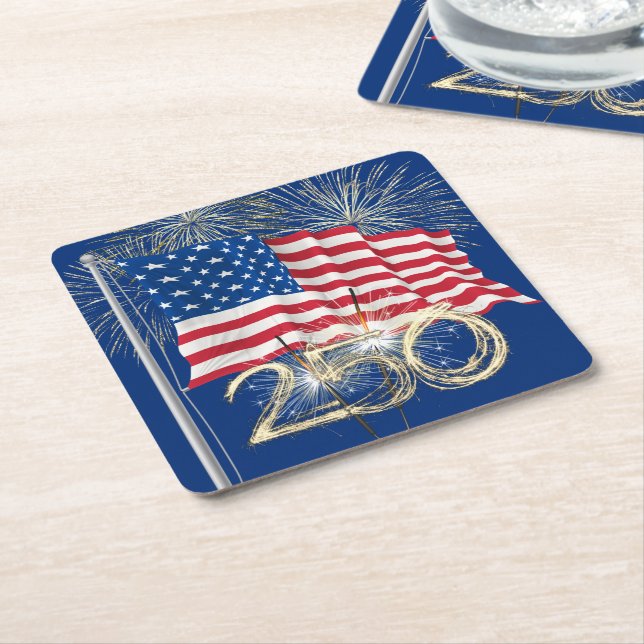 Amerikas 250-årsdag med gnistor underlägg papper kvadrat (Vinklad)