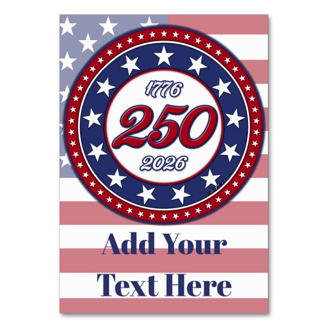 Amerikas 250-årsdag med USA-flagga Bordsnummer (Framsidan)
