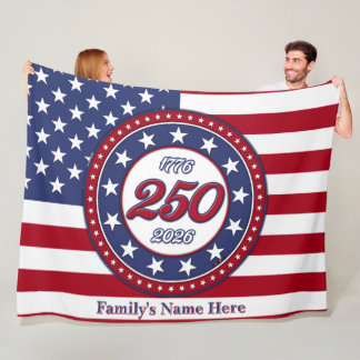 Amerikas 250-årsdag med USA-flagga Fleecefilt