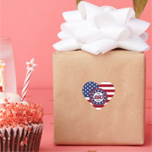 Amerikas 250-årsdag med USA-flagga Hjärtformat Klistermärke