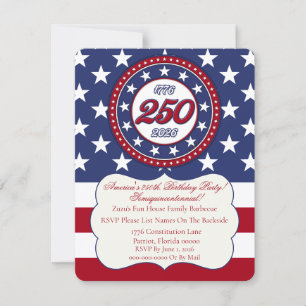 Amerikas 250-årsdag med USA-flagga Inbjudningar