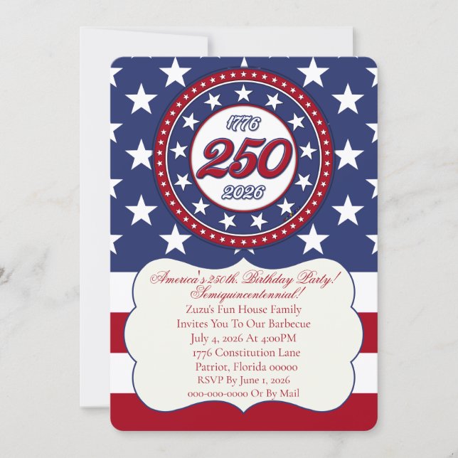 Amerikas 250-årsdag med USA-flagga Inbjudningar (Framsida)