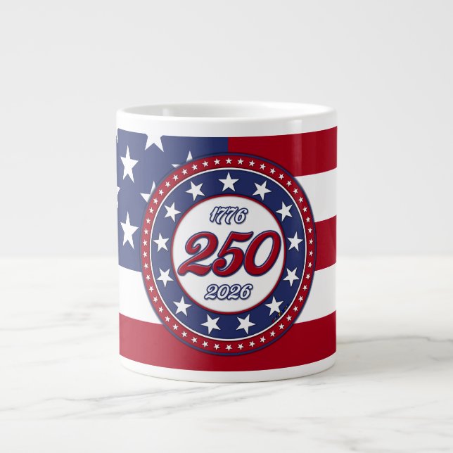 Amerikas 250-årsdag med USA-flagga Jumbo Mugg (Framsidan)