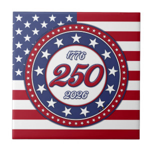 Amerikas 250-årsdag med USA-flagga Kakelplatta