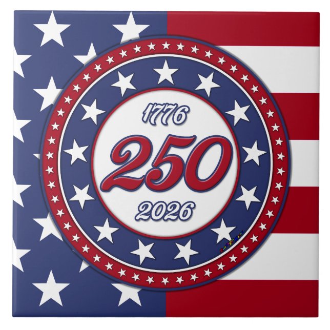 Amerikas 250-årsdag med USA-flagga Kakelplatta (Framsidan)