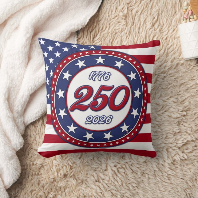 Amerikas 250-årsdag med USA-flagga Kudde (Filt)