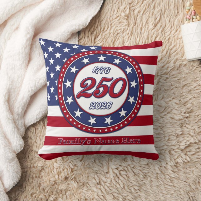 Amerikas 250-årsdag med USA-flagga Kudde (Filt)