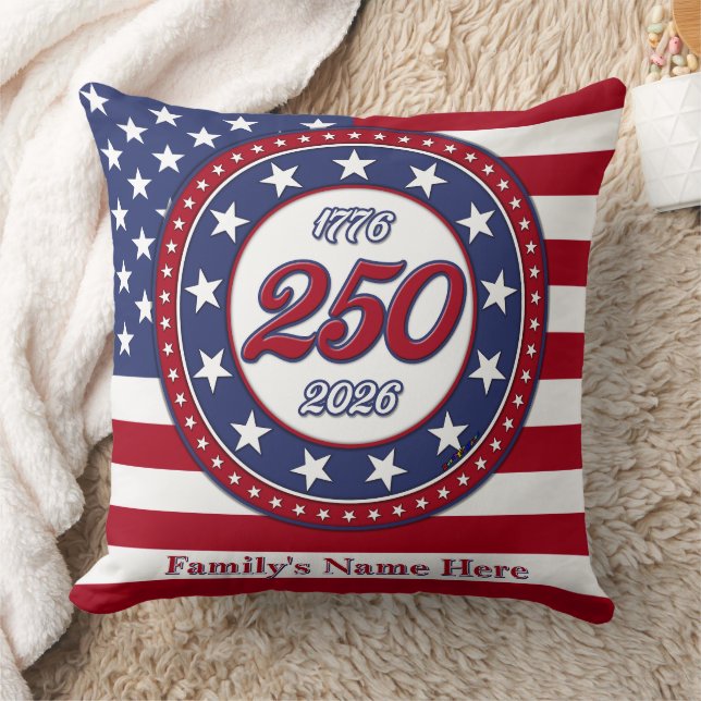 Amerikas 250-årsdag med USA-flagga Kudde (Filt)