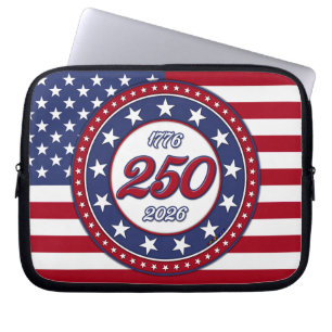 Amerikas 250-årsdag med USA-flagga Laptop Fodral