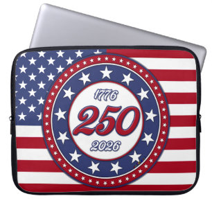 Amerikas 250-årsdag med USA-flagga Laptop Fodral