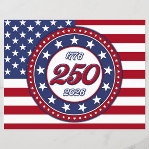 Amerikas 250-årsdag med USA-flagga Reklamblad