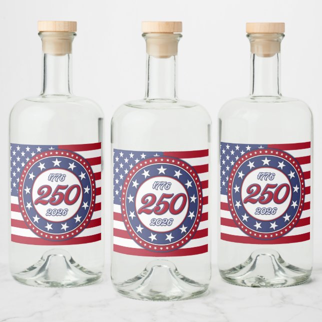 Amerikas 250-årsdag med USA-flagga Spritflaskor Etikett (Flaskor)