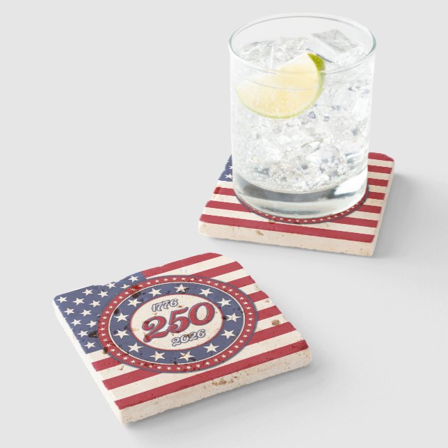 Amerikas 250-årsdag med USA-flagga Stenunderlägg (Sidan)