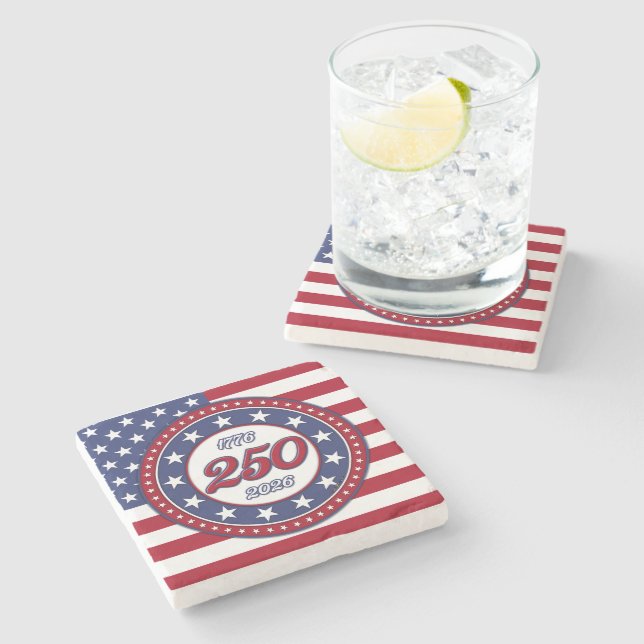 Amerikas 250-årsdag med USA-flagga Stenunderlägg (Sidan)