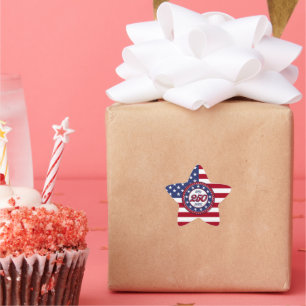 Amerikas 250-årsdag med USA-flagga Stjärnformat Klistermärke