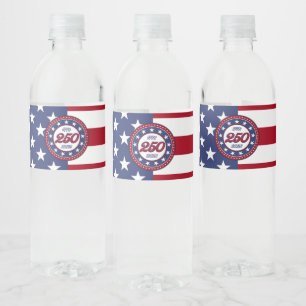 Amerikas 250-årsdag med USA-flagga Vattenflaskor Etikett