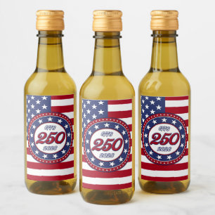 Amerikas 250-årsdag med USA-flagga Vinetikett