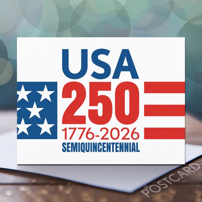 Amerikas 250-årsdag - Stjärnor och ränder Vykort (USA 250 Postcard)