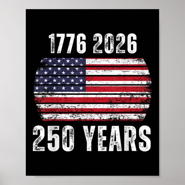 Amerikas 250-årsdag Us Flagga Glad 250 år Armé Poster (Framsidan)