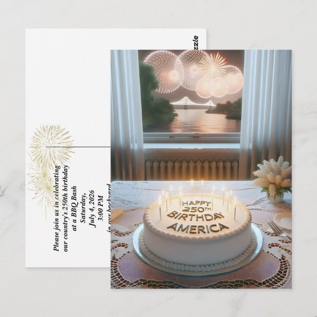 Amerikas 250-årsfest vykort (Fram/baksida)