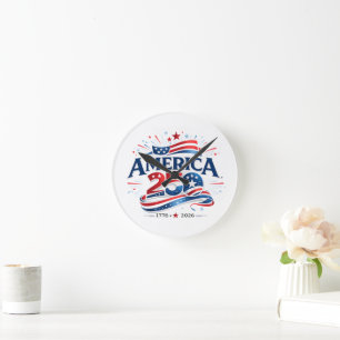 Amerikas 250-årsfirande 1776–2026 årsjubileum rund klocka