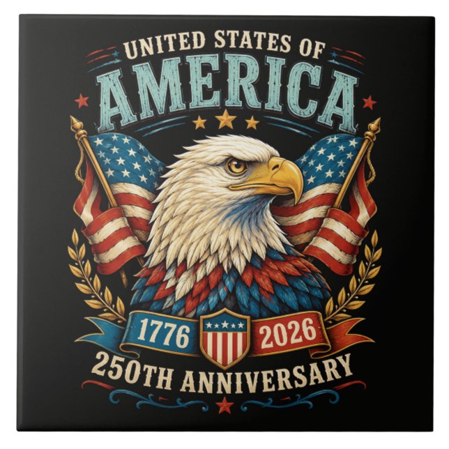 Amerikas 250-årsfirande örn kakelplatta (Framsidan)