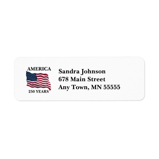 Amerikas 250-årsflagga returadress etikett (Framsidan)