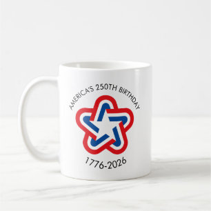 Amerikas 250-årsjubileum 1776-2026 Röd Vit Blå Kaffemugg