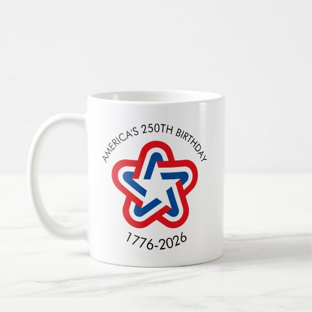 Amerikas 250-årsjubileum 1776-2026 Röd Vit Blå  Kaffemugg (Vänster)