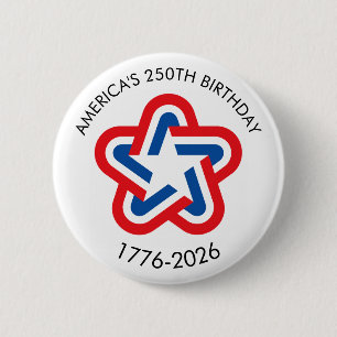 Amerikas 250-årsjubileum 1776-2026 Röd Vit Blå Knapp