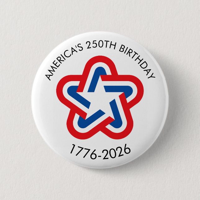 Amerikas 250-årsjubileum 1776-2026 Röd Vit Blå  Knapp (Framsida)