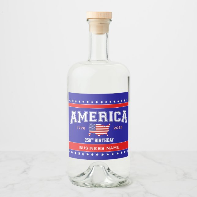 Amerikas 250-årsjubileum 1776-2026 spritflaskor etikett (Framsida)