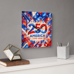 Amerikas 250-årsjubileum 1776–2026 USA Patriotiskt Fyrkantig Klocka